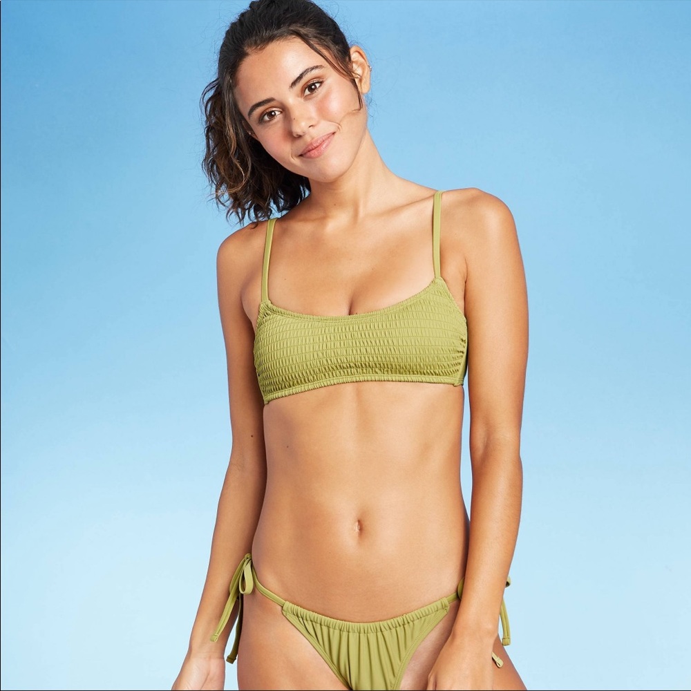 NEW XHILARATION | Smocked Bralette Bikini Top